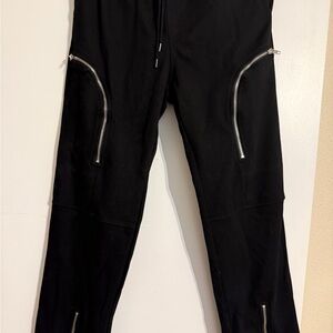 Forever 21 Black Joggers with Metallic Zippers
